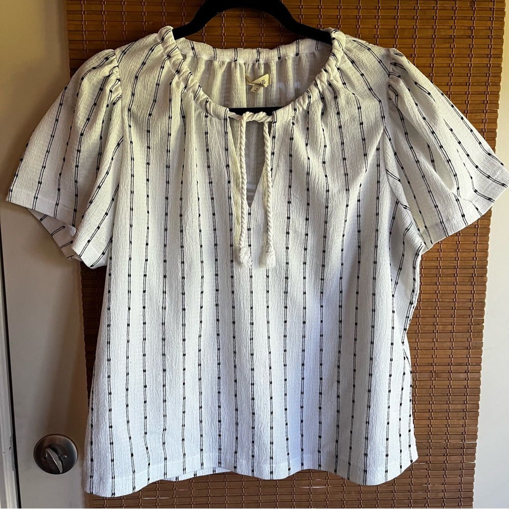 Madewell Striped Blouse in Off White and Black